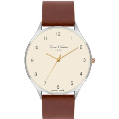 Mens STORM Watches Time Chain | Tc Stepney Leather White/ Brown